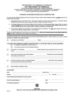Section 8 Housing Assistance Income Change Form