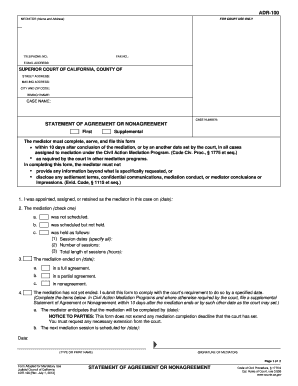 California Statement of Agreement or Nonagreement