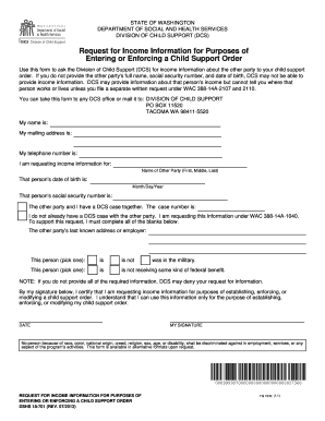 Request for Income Information for Child Support