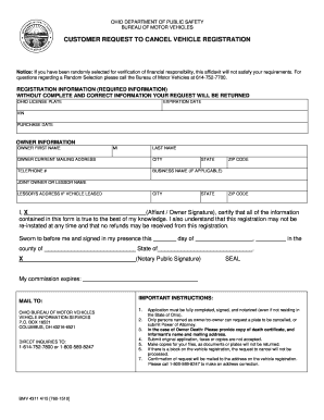 Ohio Vehicle Registration Cancellation Form