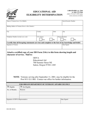 Oregon Veteran Educational Aid Application