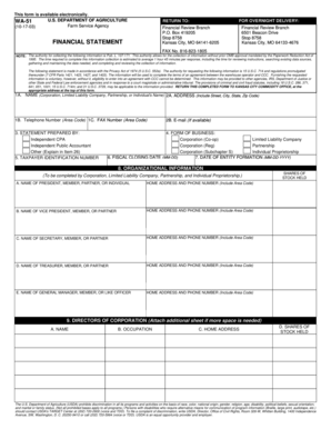 USDA Financial Review Form WA-51