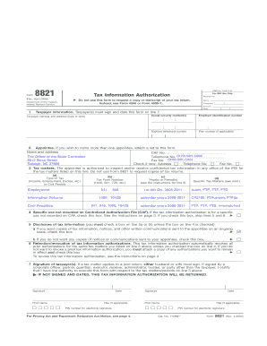 IRS Form 8821 Tax Information Authorization
