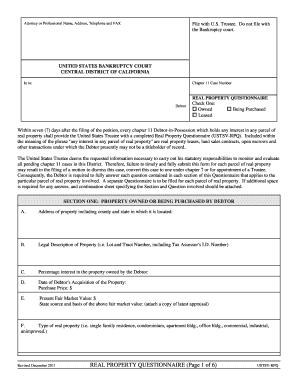 Real Property Questionnaire