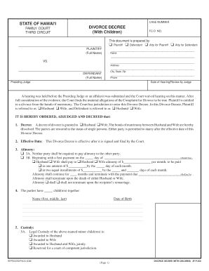 Hawaii Divorce Decree With Children