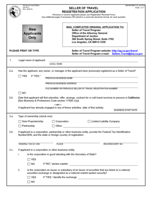 California Seller of Travel Registration Application