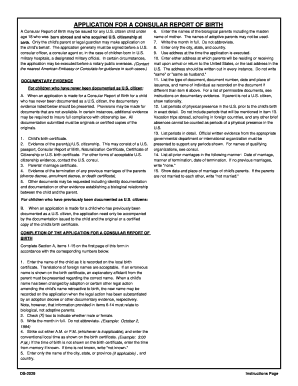 US Consular Report of Birth Application