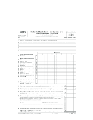 IRS Form 8825 Rental Real Estate Income and Expenses