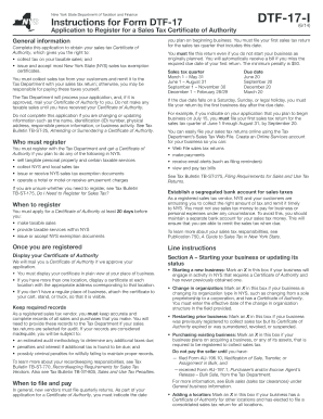 New York Sales Tax Certificate of Authority Application