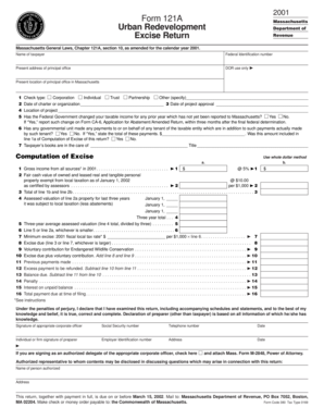 Massachusetts Form 121A Excise Return