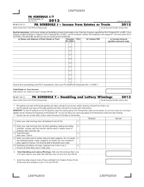 PA-40 Schedule J/T - Income from Estates or Trusts and Gambling Winnings