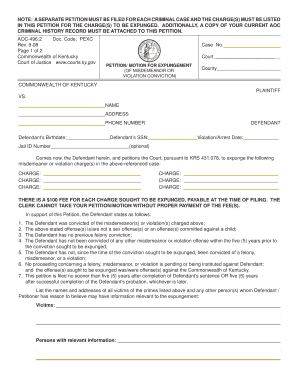 Kentucky Misdemeanor Expungement Petition