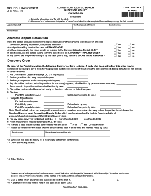 Connecticut Superior Court Scheduling Order