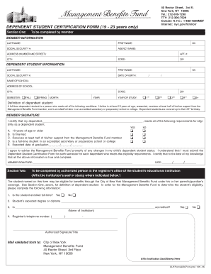 Dependent Student Certification Form