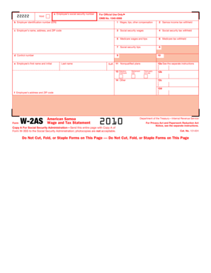 W-2AS Form 2010