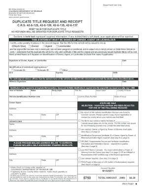 Colorado Duplicate Title Request