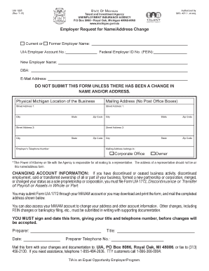 Michigan Employer Name/Address Change Form