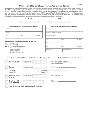 Ohio Employer Change Form