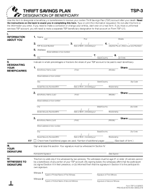 TSP-3 Designation of Beneficiary Form