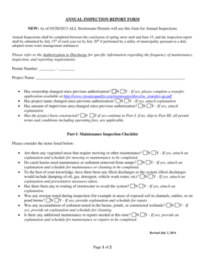 Annual Stormwater Inspection Report Form
