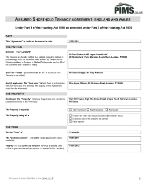 Assured Shorthold Tenancy Agreement