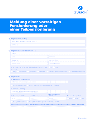Meldung einer vorzeitigen Pensionierung oder Teilpensionierung