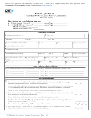 Uniform Application for Individual Producer License Renewal