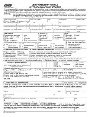 California Vehicle Verification Form