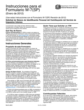 Instrucciones para el Formulario W-7(SP)