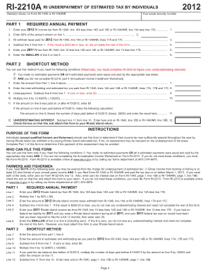 Rhode Island Underpayment of Estimated Tax Form