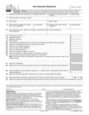 IRS Form 712 Life Insurance Statement