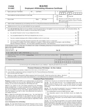 Maine W-4ME Employee’s Withholding Allowance Certificate