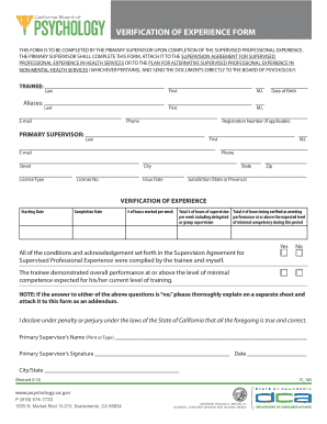 Verification of Experience Form