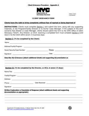 Client Grievance Form