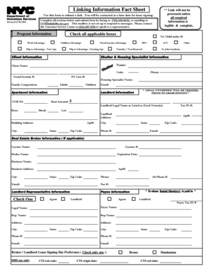 New York City Housing Linking Information Form
