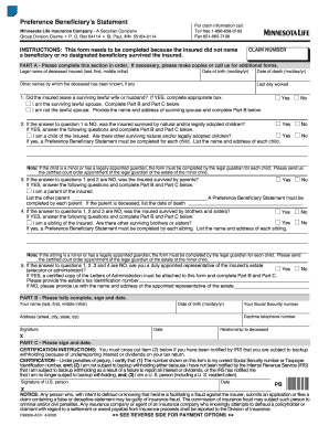 Preference Beneficiary Statement
