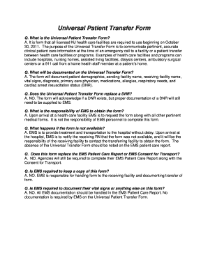 New Jersey Universal Patient Transfer Form