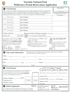 Yosemite Wilderness Permit Application