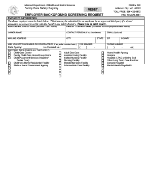 Missouri Employer Background Screening Request