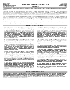 Standard Form 86C Certification