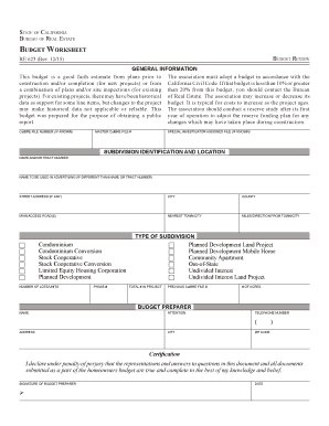 RE 623 - Budget Worksheet Rev 1215 Budget Worksheet RE 623 - dre ca