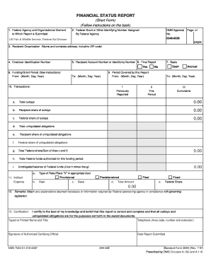 Financial Status Report Short Form
