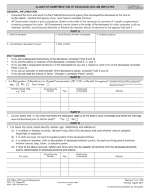 Claim for Compensation of Deceased Civilian Employee