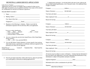 Municipal Labor Service Application