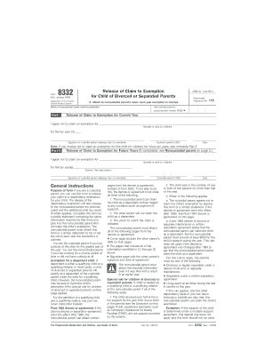 IRS Form 8332 Release of Claim to Exemption