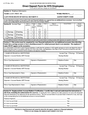 Direct Deposit Form for NYS Employees