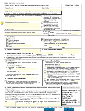 US Bankruptcy Proof of Claim Form