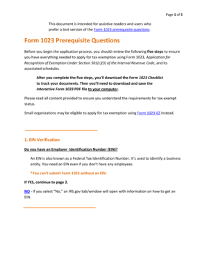 Form 1023 Prerequisite Questions