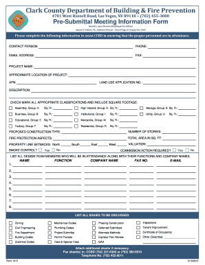 Clark County Pre-Submittal Meeting Information Form