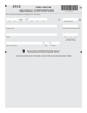 Maine Extension Tax Payment Voucher for Corporations